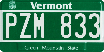 VT license plate PZM833