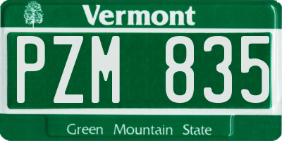 VT license plate PZM835