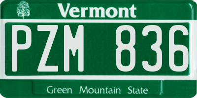 VT license plate PZM836