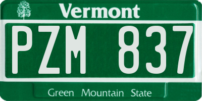 VT license plate PZM837