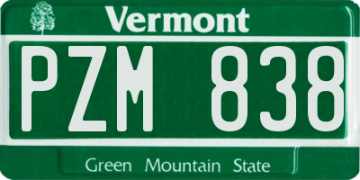 VT license plate PZM838