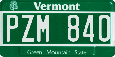 VT license plate PZM840