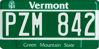 VT license plate PZM842
