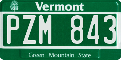VT license plate PZM843