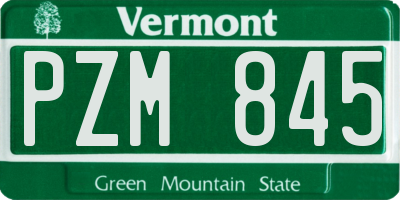 VT license plate PZM845