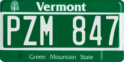 VT license plate PZM847