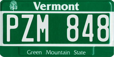 VT license plate PZM848