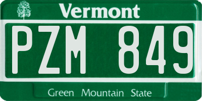 VT license plate PZM849