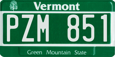 VT license plate PZM851