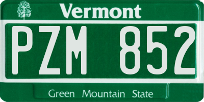 VT license plate PZM852
