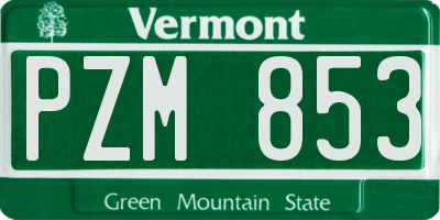 VT license plate PZM853
