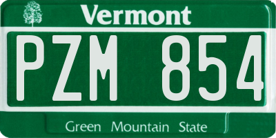 VT license plate PZM854