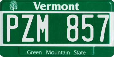 VT license plate PZM857
