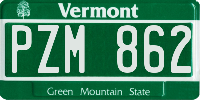 VT license plate PZM862