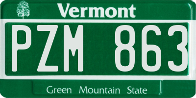 VT license plate PZM863