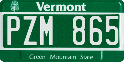 VT license plate PZM865