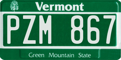 VT license plate PZM867