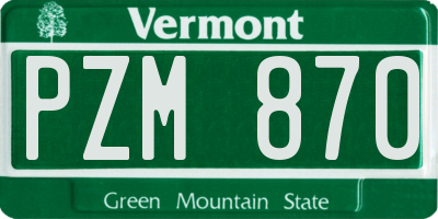 VT license plate PZM870