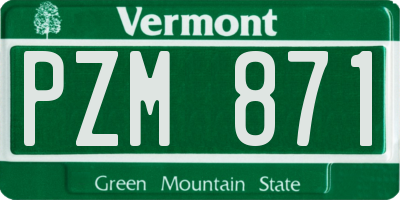 VT license plate PZM871