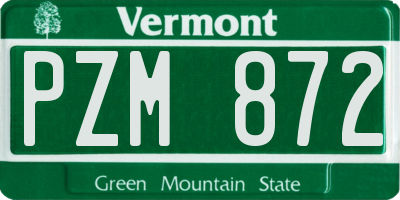 VT license plate PZM872