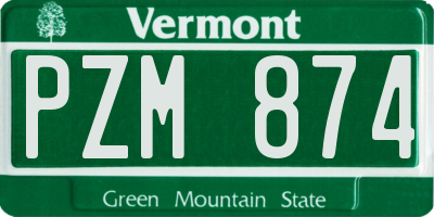 VT license plate PZM874