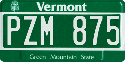 VT license plate PZM875