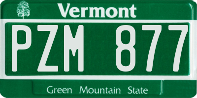 VT license plate PZM877