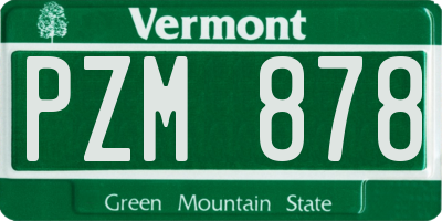 VT license plate PZM878