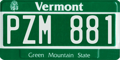 VT license plate PZM881