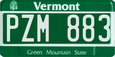 VT license plate PZM883