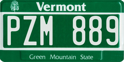 VT license plate PZM889