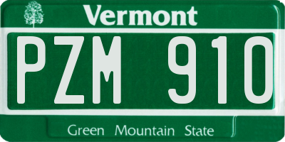 VT license plate PZM910