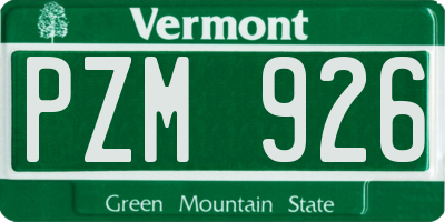 VT license plate PZM926