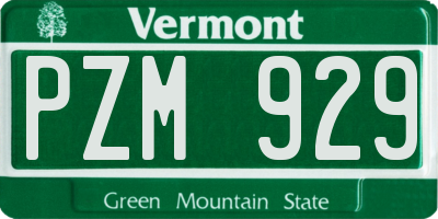 VT license plate PZM929