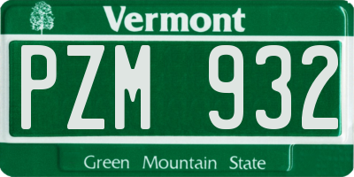 VT license plate PZM932