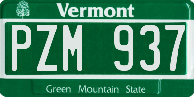 VT license plate PZM937
