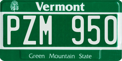 VT license plate PZM950