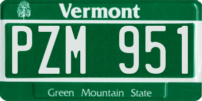 VT license plate PZM951