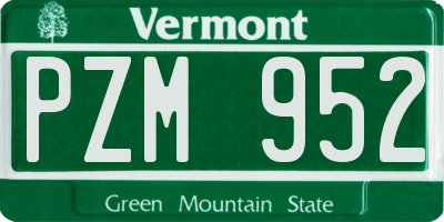VT license plate PZM952