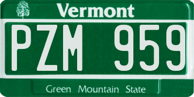 VT license plate PZM959