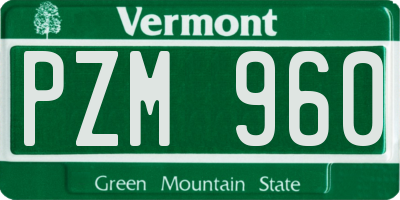 VT license plate PZM960