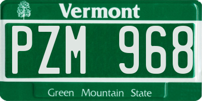VT license plate PZM968