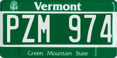 VT license plate PZM974