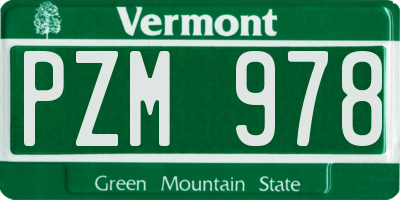 VT license plate PZM978