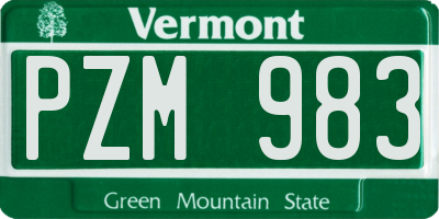 VT license plate PZM983