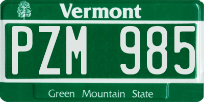 VT license plate PZM985