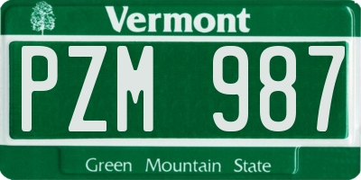 VT license plate PZM987