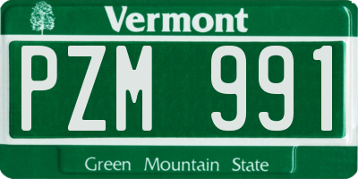 VT license plate PZM991