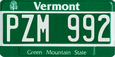 VT license plate PZM992