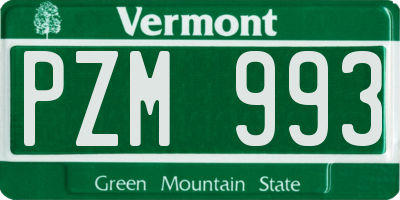 VT license plate PZM993